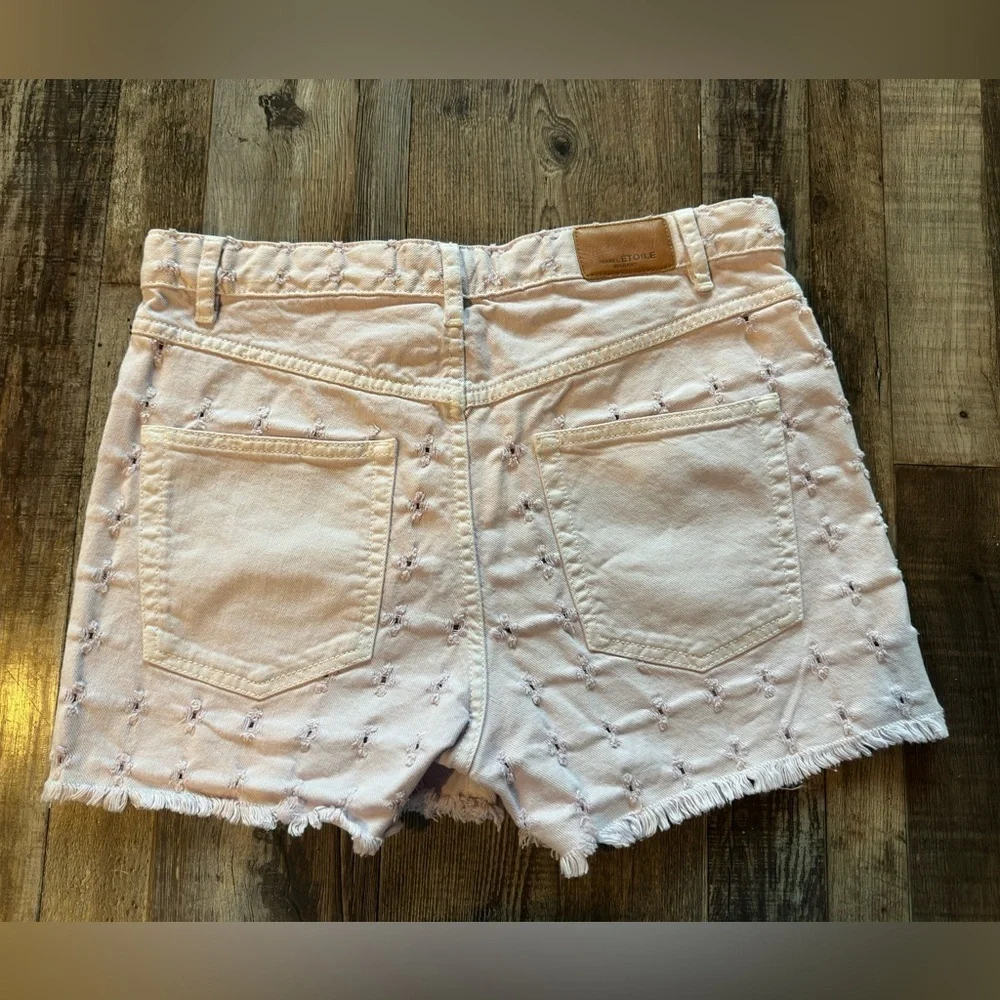 ISABEL MARANT Lesia Frayed Perforated Denim Shorts Lavender Size 36 or USA 4 - Picture 7 of 8